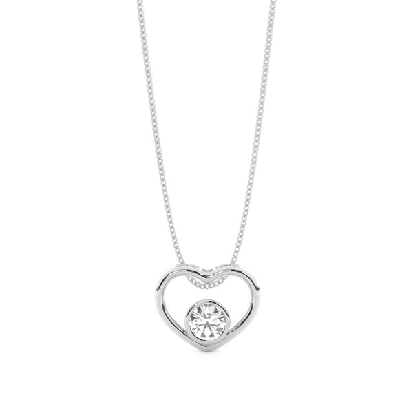 Full Bezel Setting Round Diamond Heart Pendant
