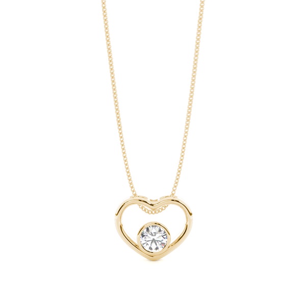 Full Bezel Setting Round Diamond Heart Pendant