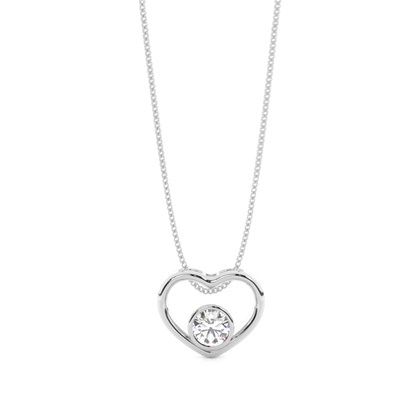 Full Bezel Setting Round Diamond Heart Pendant