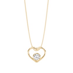 Full Bezel Setting Round Diamond Heart Pendant