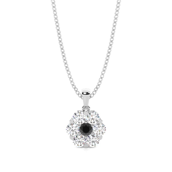 Prong Setting Black Diamond Cluster Pendant