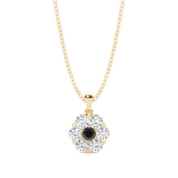 Prong Setting Black Diamond Cluster Pendant