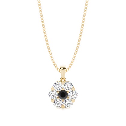 Prong Setting Black Diamond Cluster Pendant