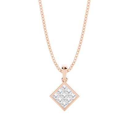 Princess Rose Gold Cluster Diamond Pendants