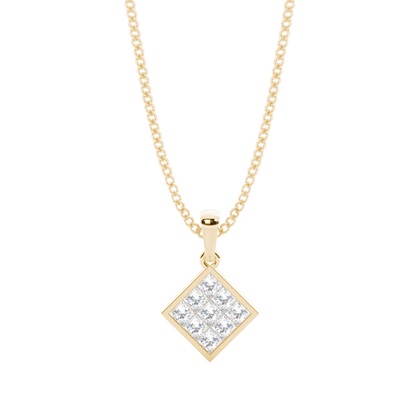 Princess Yellow Gold Cluster Diamond Pendants
