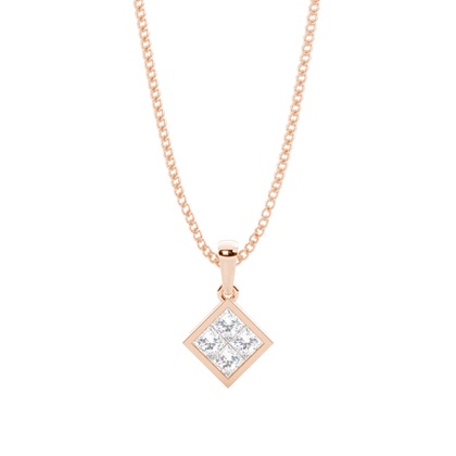 Princess Rose Gold Cluster Diamond Pendants