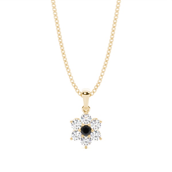 Prong Setting Black Diamond Cluster Pendant
