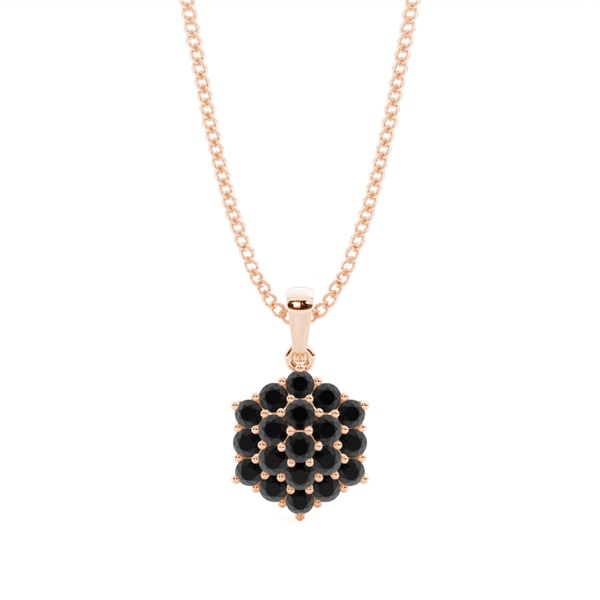 Prong Setting Black Diamond Cluster Pendant