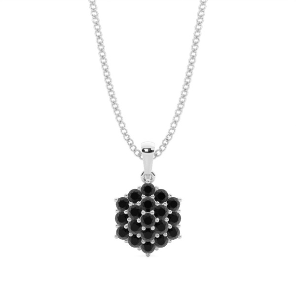 Prong Setting Black Diamond Cluster Pendant