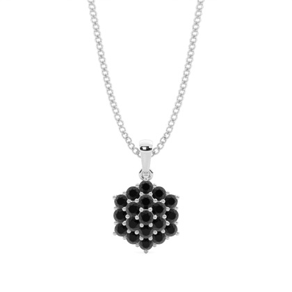 Prong Setting Black Diamond Cluster Pendant