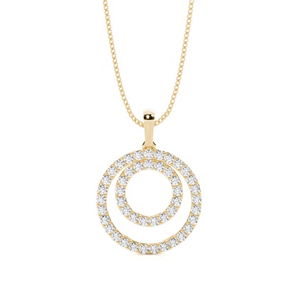 Yellow Gold Circle Diamond Pendants