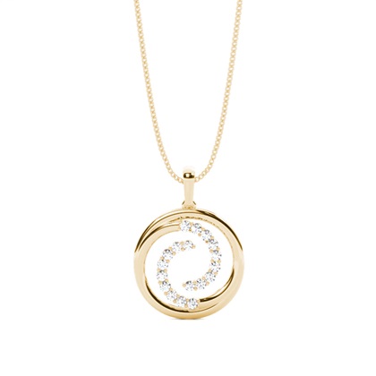 Yellow Gold Circle Diamond Pendants