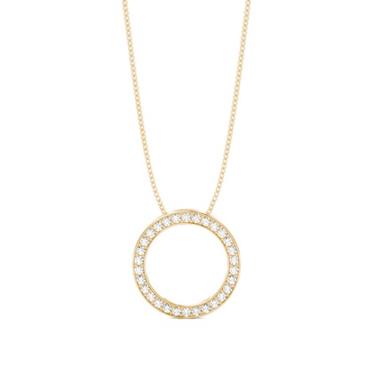 Yellow Gold Circle Diamond Pendants