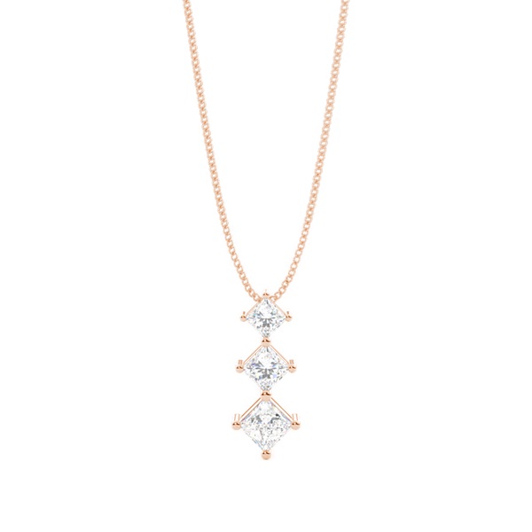 4 Prong Setting Princess Diamond Journey Pendant