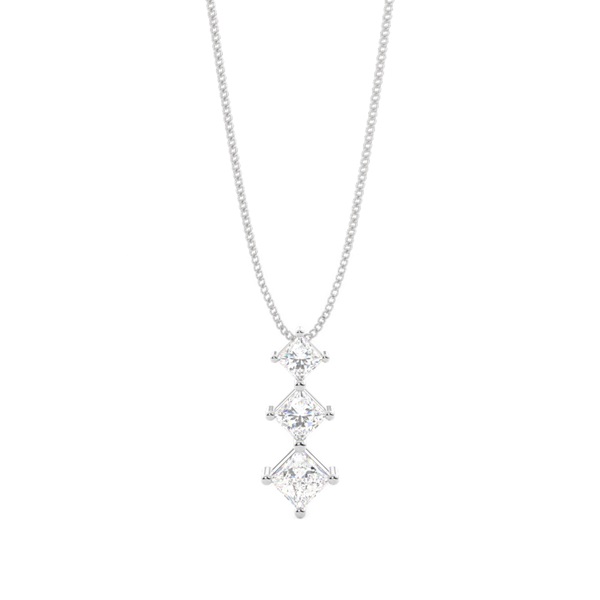 4 Prong Setting Princess Diamond Journey Pendant