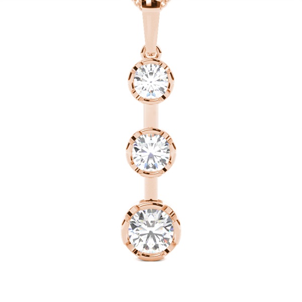 Semi Bezel Setting Round Diamond Journey Pendant