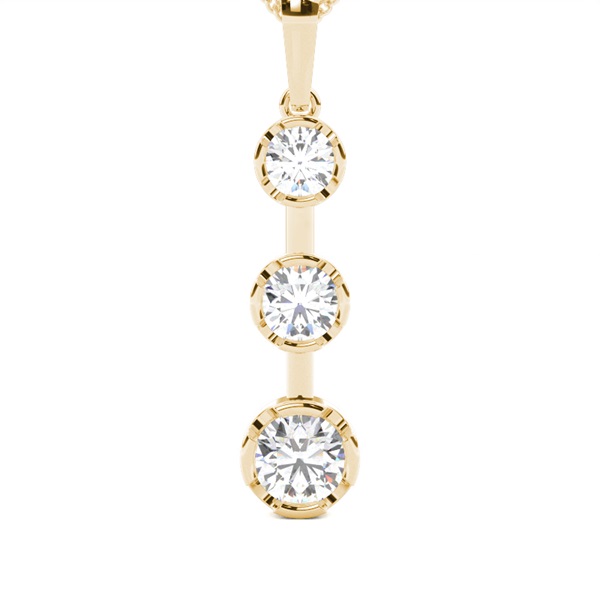 Semi Bezel Setting Round Diamond Journey Pendant