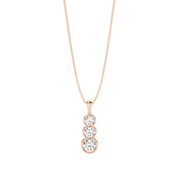 Semi Bezel Setting Round Diamond Journey Pendant
