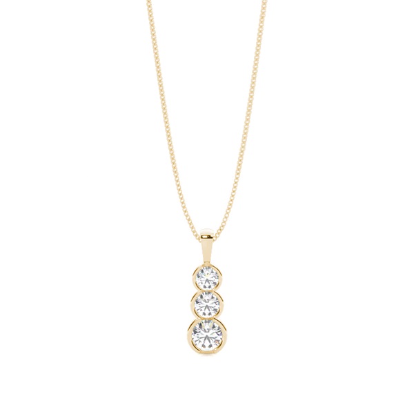 Semi Bezel Setting Round Diamond Journey Pendant