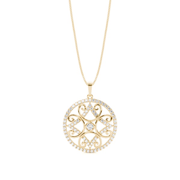 Full Bezel Setting Round Diamond Designer Pendant
