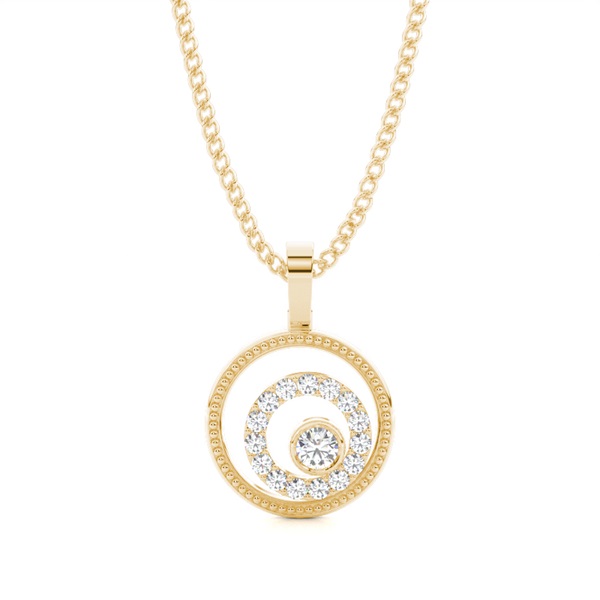 0.15ct. Full Bezel & Pave Setting Round Diamond Delicate Pendant