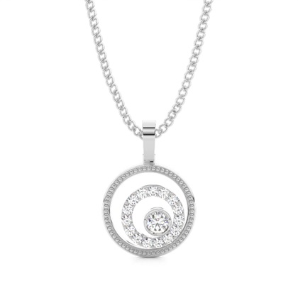 0.15ct. Full Bezel & Pave Setting Round Diamond Delicate Pendant