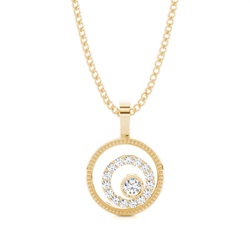 0.15ct. Full Bezel & Pave Setting Round Diamond Delicate Pendant