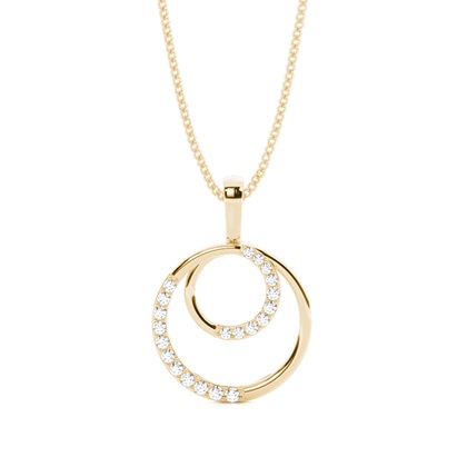 Yellow Gold Circle Diamond Pendants