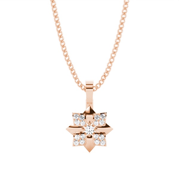 0.10ct. 4 Prong & Pave Setting Round Diamond Delicate Pendant