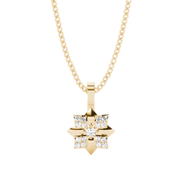 0.10ct. 4 Prong & Pave Setting Round Diamond Delicate Pendant