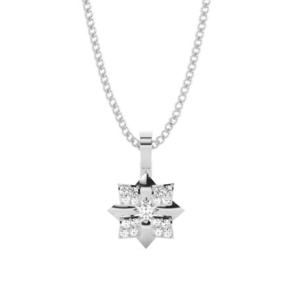 0.10ct. 4 Prong & Pave Setting Round Diamond Delicate Pendant