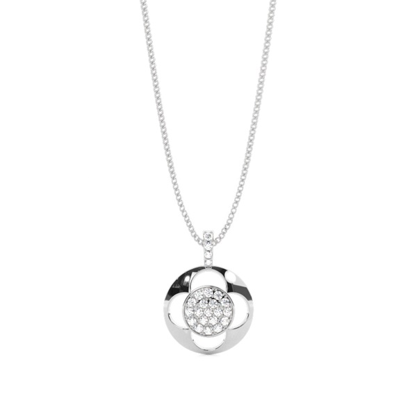 0.25ct. 4 Prong & Pave Setting Round Diamond Delicate Pendant