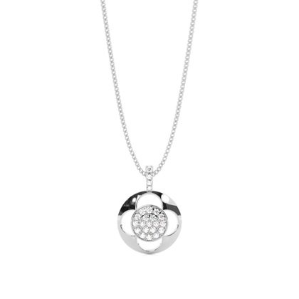 0.25ct. 4 Prong & Pave Setting Round Diamond Delicate Pendant