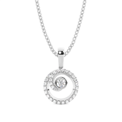 0.20ct. Full Bezel & Pave Setting Round Diamond Delicate Pendant