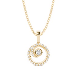 0.20ct. Full Bezel & Pave Setting Round Diamond Delicate Pendant