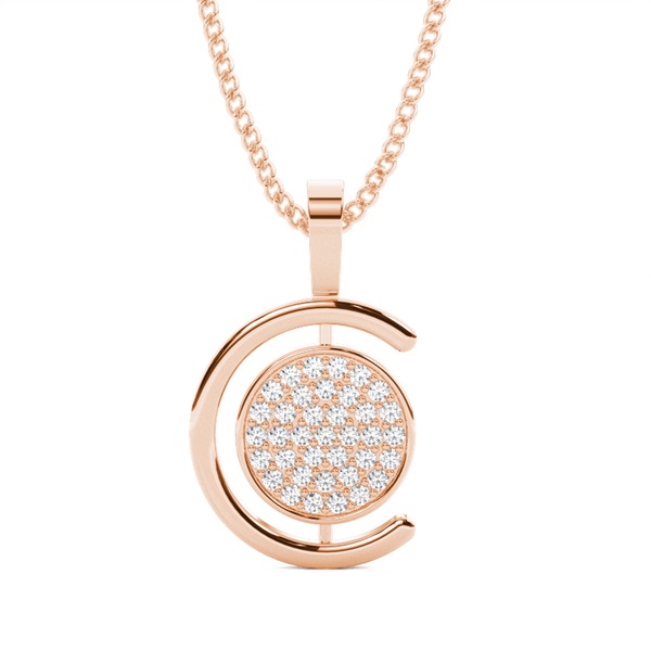 0.45ct. Pave Setting Round Diamond Delicate Pendant