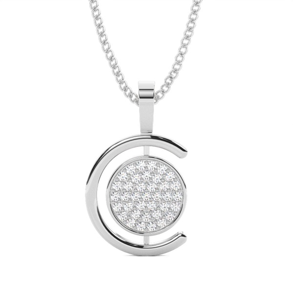 0.45ct. Pave Setting Round Diamond Delicate Pendant