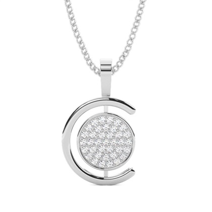 0.45ct. Pave Setting Round Diamond Delicate Pendant