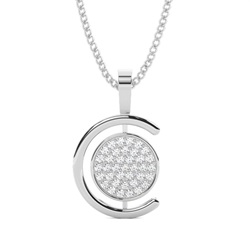 0.45ct. Pave Setting Round Diamond Delicate Pendant