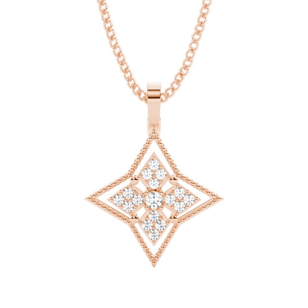 0.15ct. Pave & Prong Setting Round Diamond Delicate Pendant
