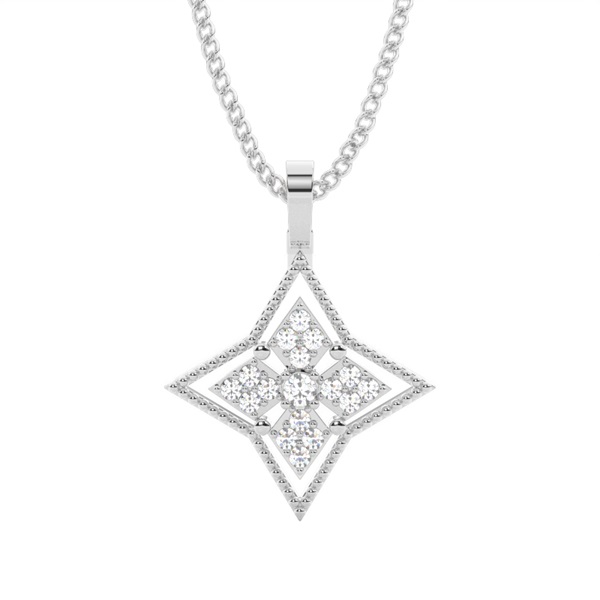 0.15ct. Pave & Prong Setting Round Diamond Delicate Pendant