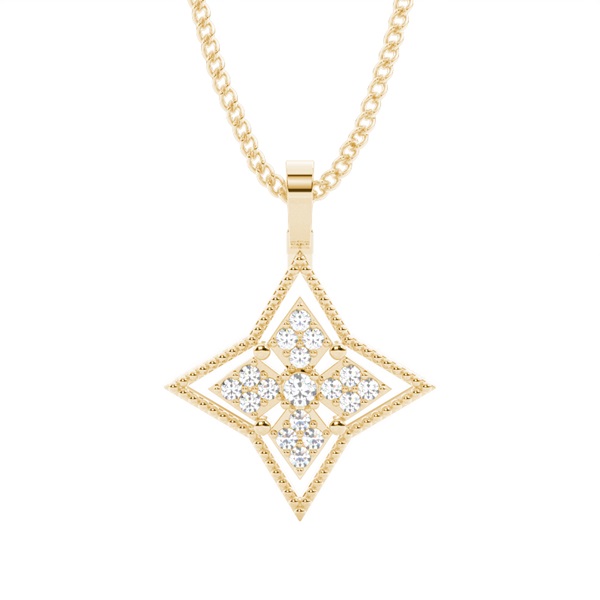 0.15ct. Pave & Prong Setting Round Diamond Delicate Pendant