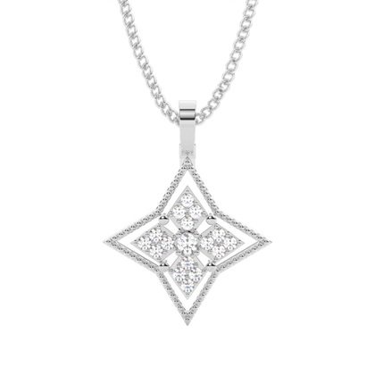0.15ct. Pave & Prong Setting Round Diamond Delicate Pendant