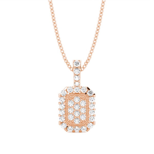 4 Prong & Pave Setting Round Diamond Cluster Pendant