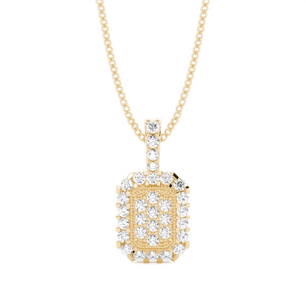 4 Prong & Pave Setting Round Diamond Cluster Pendant