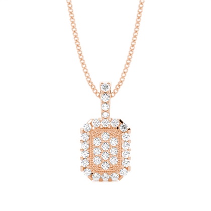 4 Prong & Pave Setting Round Diamond Cluster Pendant