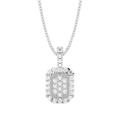 4 Prong & Pave Setting Round Diamond Cluster Pendant
