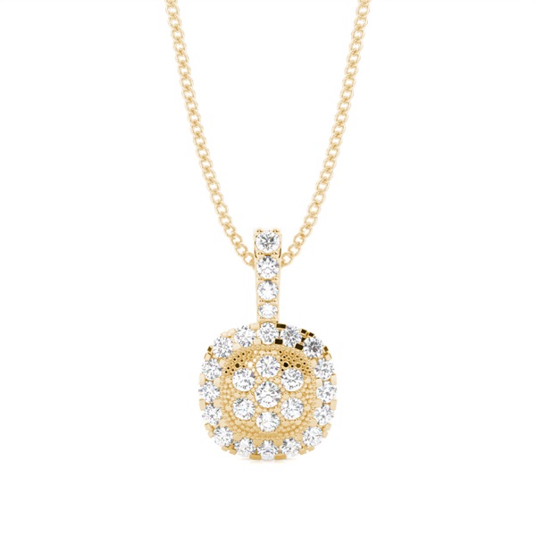 4 Prong & Pave Setting Round Diamond Cluster Pendant