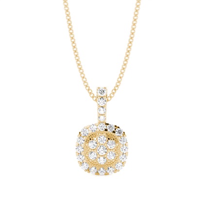 Yellow Gold Cluster Diamond Pendants
