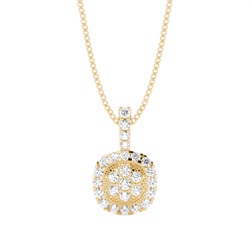 4 Prong & Pave Setting Round Diamond Cluster Pendant